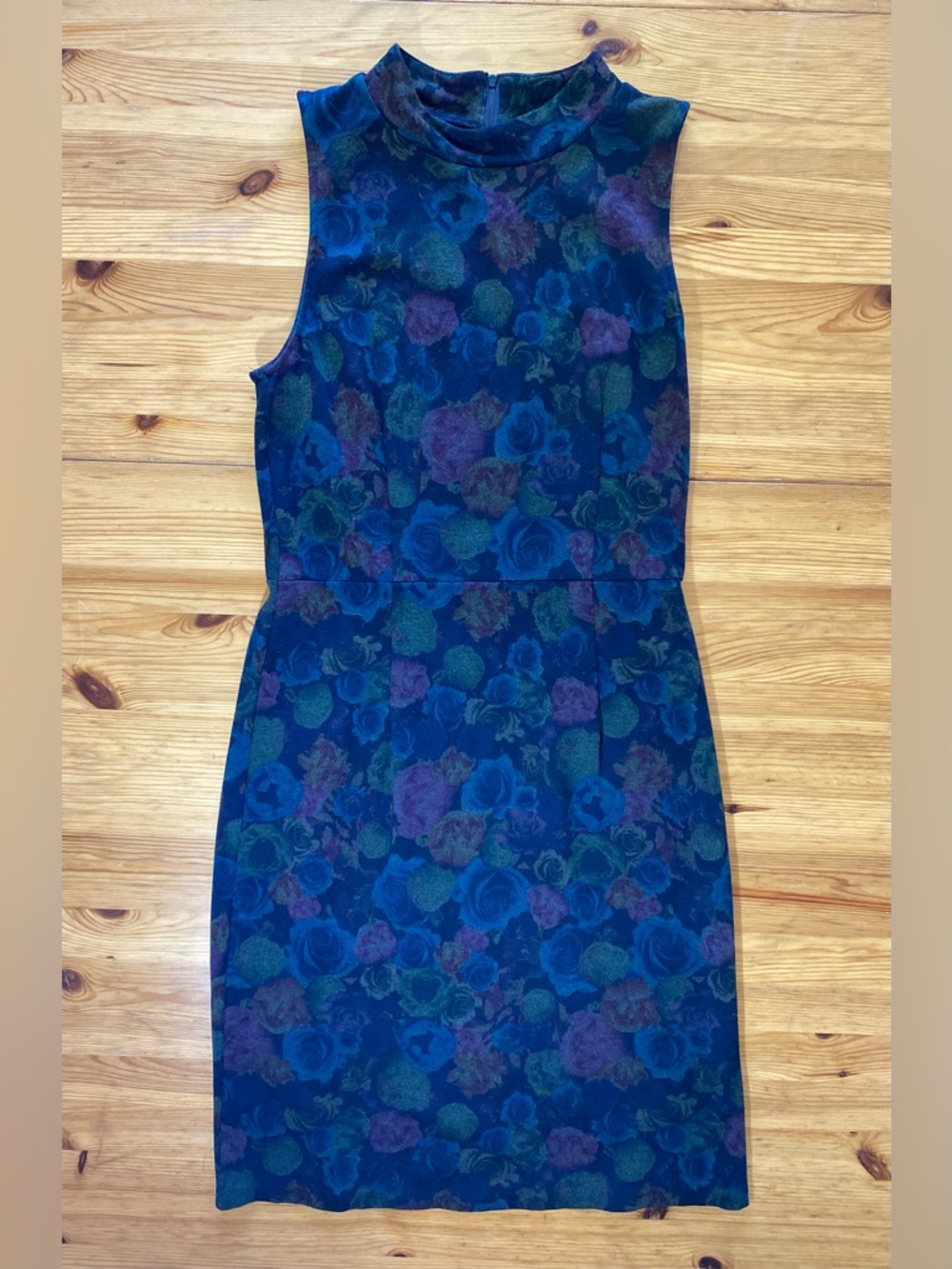 Halogen Fairy Grunge Dark Floral Mock Neck Sheath Midi Dress Size Medium - Picture 6 of 11